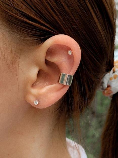 Ювелирная серьга кафф широкий серебро 925 фото 5