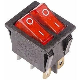 Rexant 36-2410 Выключатель клавишный 250V 15А (6с) ON-OFF красный с подсветкой ДВОЙНОЙ фото 1