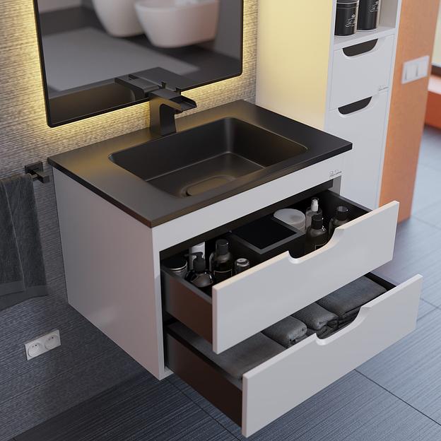 Тумба под раковину для ванной Uperwood Modul 65 см, подвесная, матовая, белая/графит фото 6