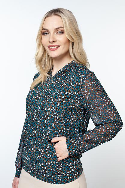 Блузка женская  4090-24/01/Коричневый, синий  фото 3