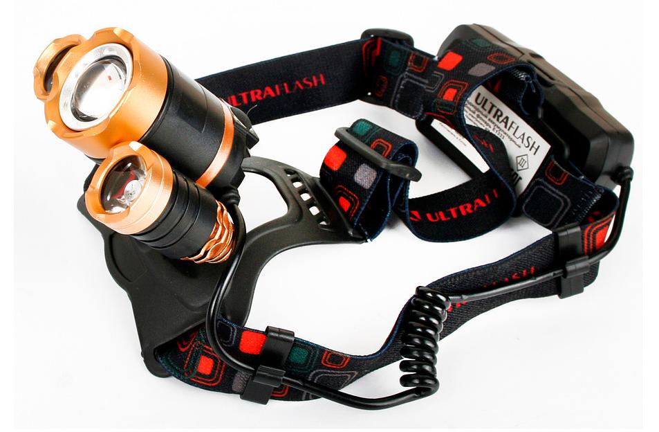 Фонарь налобный Ultraflash E1333 черный 4Вт лам.:светодиод. встроенный аккумулятор (13903) фото 1