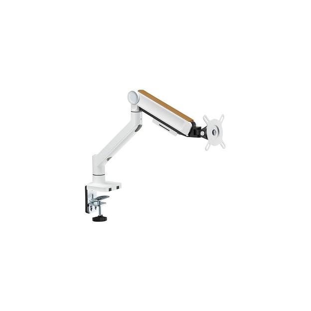 Кронштейн для мониторов ULTRAMOUNTS UM732W, до 32", до 8кг, крепление к столешнице, поворот и наклон, белый / коричневый фото 1