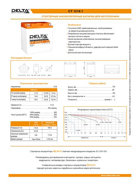 Аккумуляторная батарея DELTA BATTERY CT 1214.1 фото 4