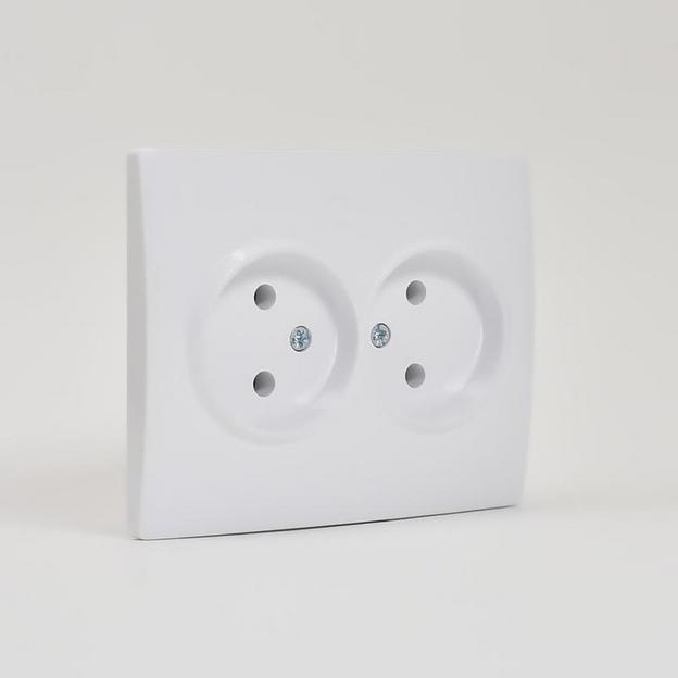 Розетка 2-м СП Karina 16А IP20 без заземл. термопласт бел. LEZARD 707-0200-128B фото 2