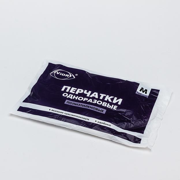 Перчатки одноразовые ПЭ 100шт р-р М (100) фото 1