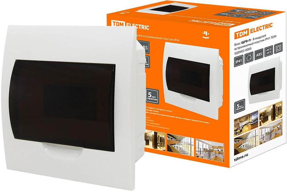 Бокс ЩРВ-П-8 модулей встраиваемый пластик IP41 TDM фото 1
