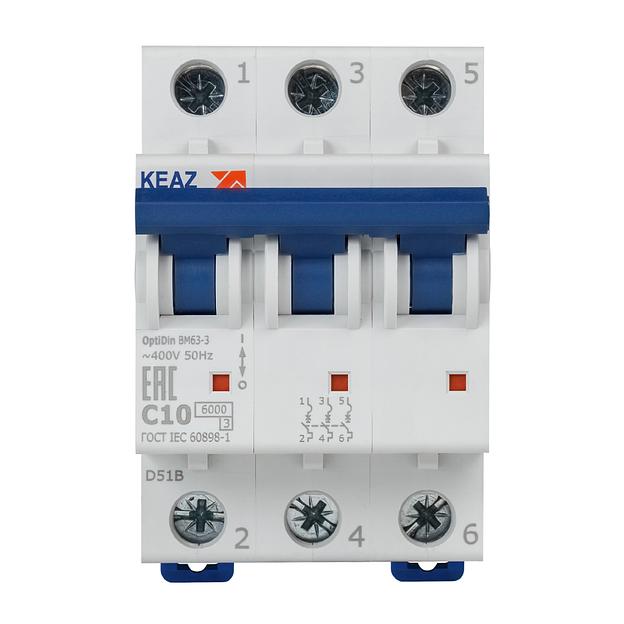 Выключатель автоматический OptiDin BM63-3C10-УХЛ3 (Новый) | 260789 | КЭАЗ фото 2
