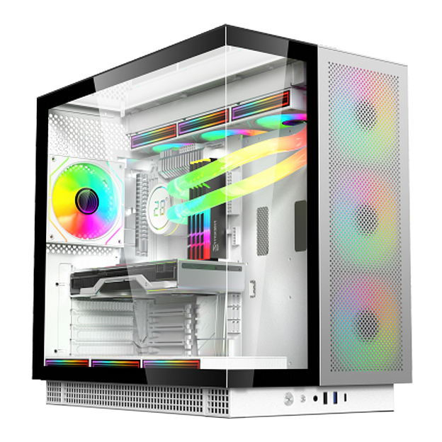 Корпус для ПК ACD Phantom 100 ATX, Type-C + 2XUSB3.0+HD audio combo, 4X120mm ARGB fans+Remote control, See View case, TG, Aluminum. фото 1