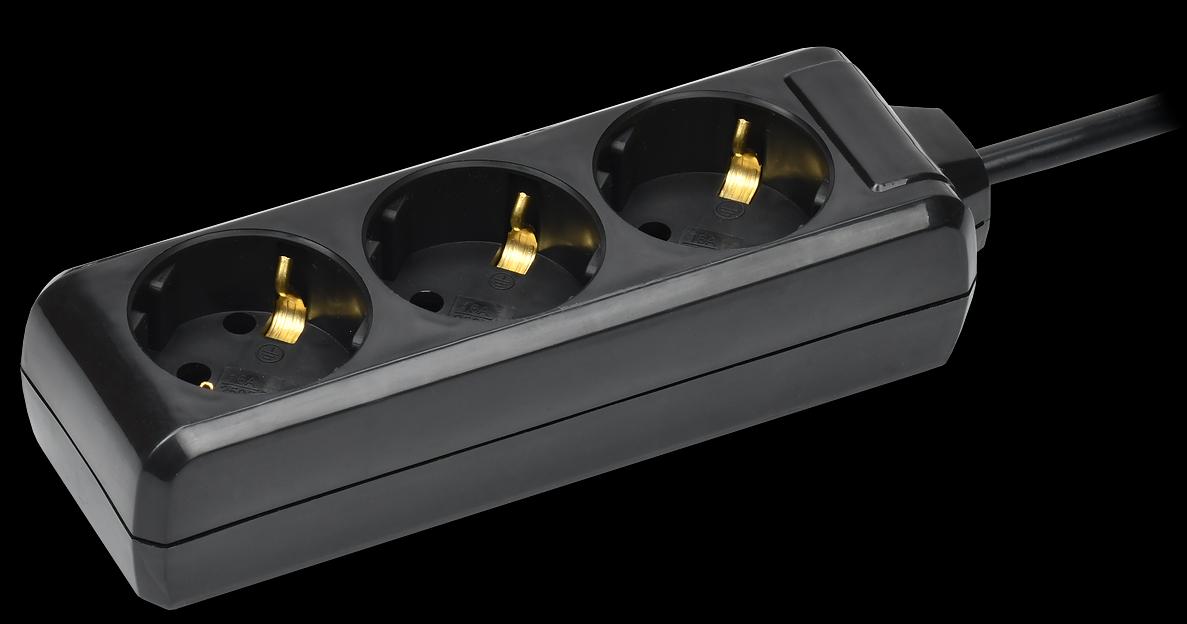 Удлинитель У03 3 места с заземлением 5м 3х1мм2 16А 250В черный фото 1