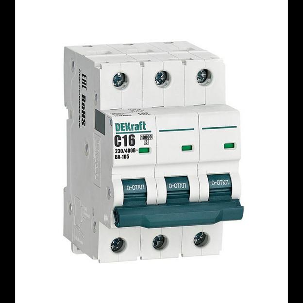 Выключатель автоматический модульный 3п C 16А 10кА ВА-105 DEKraft 13177DEK фото 1
