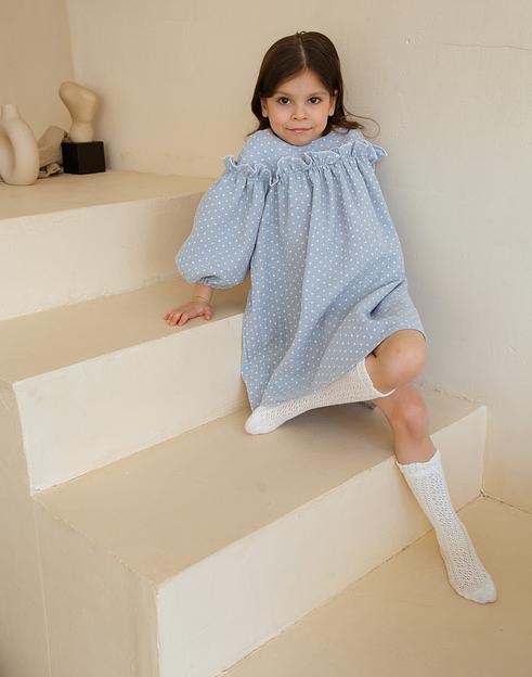 Платье MINI DI «Ева» горох на пыльно-голубом, муслин, арт.270/2100 ОПТ фото 5