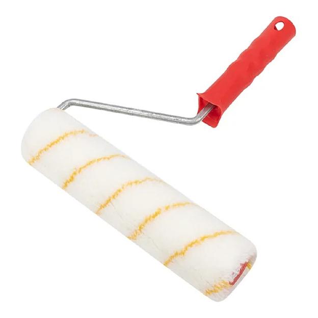 Валик полиамид белый с желтой полосой, ворс 11 мм, ширина ролика 240 мм, Ø 42 мм, бюгель 8 мм, серия «Мастер» REXANT фото 1