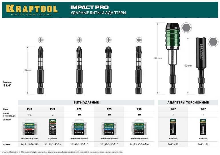 Набор бит Kraftool 26191-2-50-S10 (10пред.) для шуруповертов фото 5