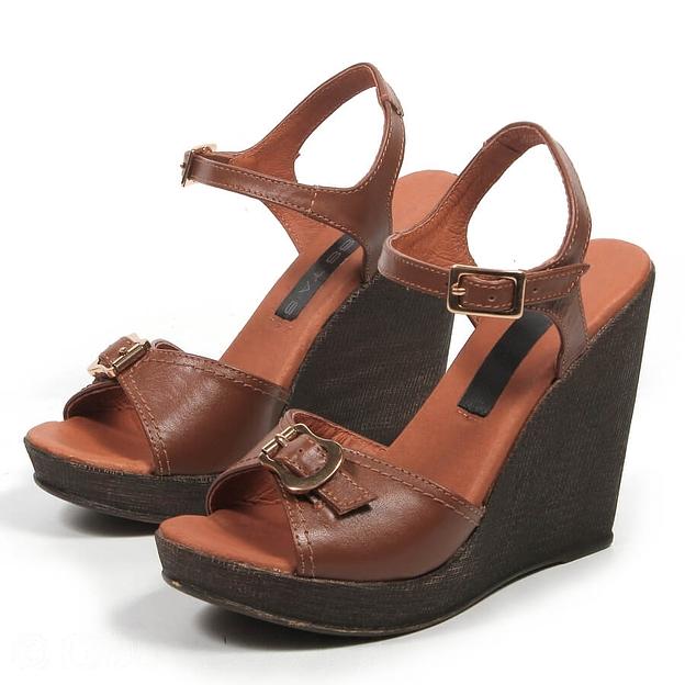 Босоножки женские из натуральной кожи на танкетке р-р.34, арт.МТ444 коричневый ОПТ фото 5