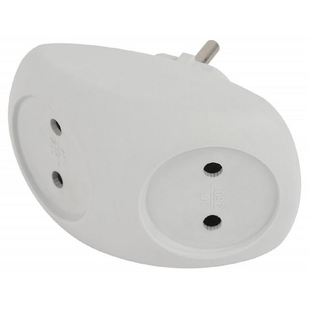 ЭРА Б0053480 Разветвитель электрический SPx-2-W на 2 розетки без заземления 10А белый фото 1