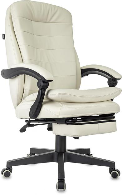Кресло руководителя Бюрократ T-9950MSG-F слоновая кость эко.кожа крестов. пластик подст.для ног фото 1