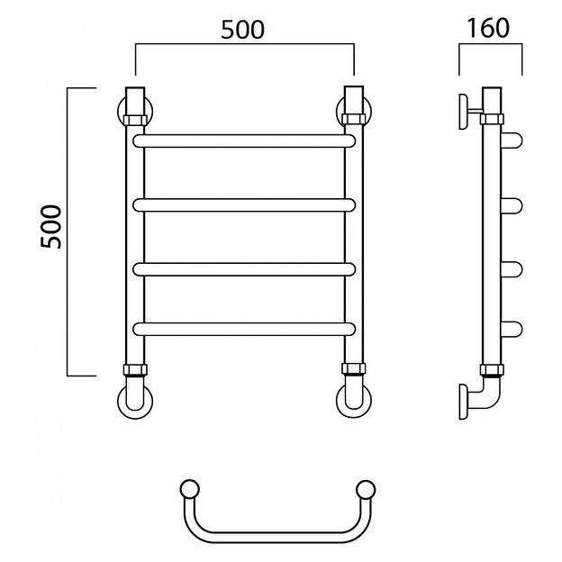 Полотенцесушитель водяной Роснерж Скоба L102000 50x50 фото 2