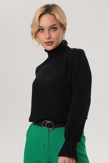 Блузка 100% хлопок 4119/03/Черный фото 4