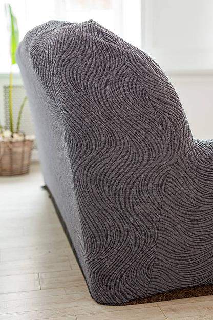 Чехол на трёхместный диван Чехлы&Пледы «Жаккард Волна» пепельный ОПТ фото 4