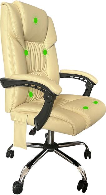 Кресло Cactus с вибромассажем CS-CHR-OC04M-WT слоновая кость эко.кожа крестов. фото 1