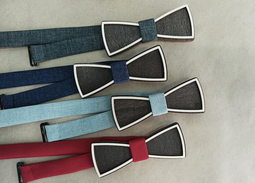 Галстук-бабочка из дерева «Классика 1» синий, опт фото 3