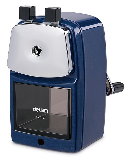 Точилка для карандашей механическая Deli 71156BLUE 1 отверстие металл синий фото 1