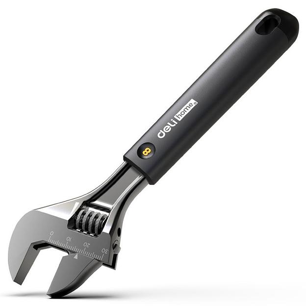 Ключи Deli Разводной ключ «Home Series Black" Deli HT1508 200мм, эксклюзивный дизайн, рукоятка из высококачественного софттач пластика фото 1