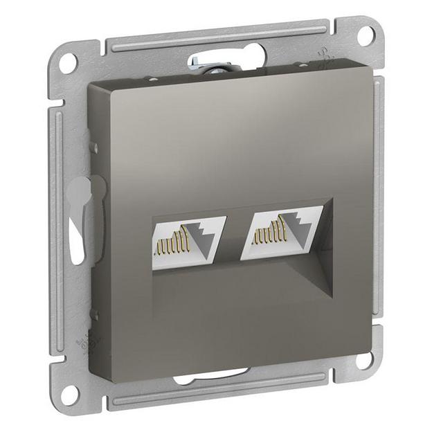 Розетка компьютерная 2-м AtlasDesign RJ45 кат.5E механизм сталь SE ATN000985 фото 1