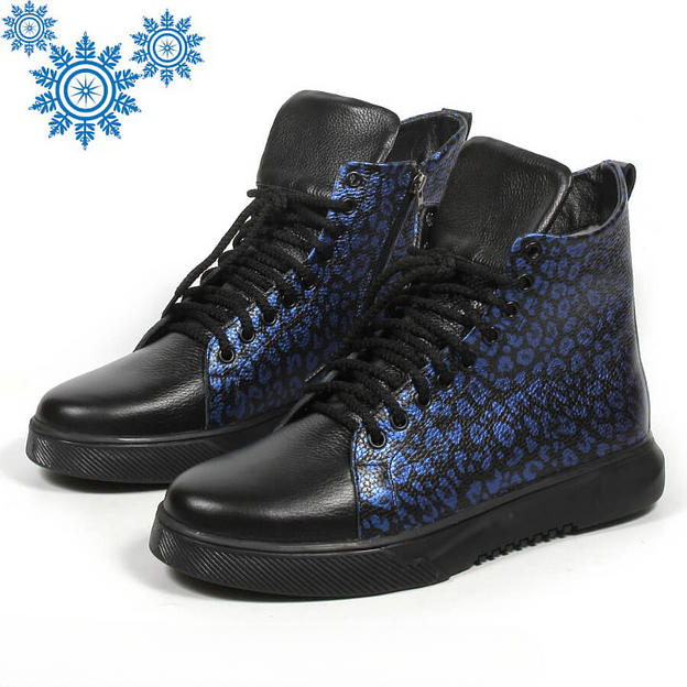 Зимние ботинки TAIS на шнурках с молнией, арт.MT238-2-Ш чёрно-синий ОПТ фото 9