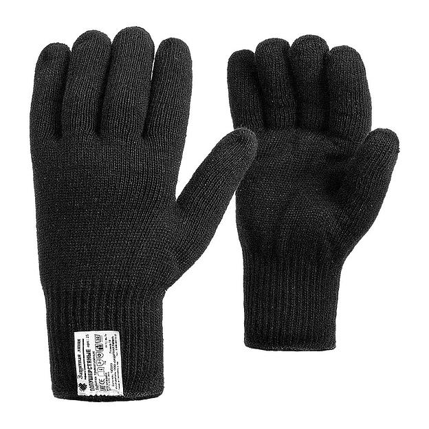 Одинарные полушерстяные перчатки (50 % шерсть+50 % акрил) с утепляющими вкладышами фото 1