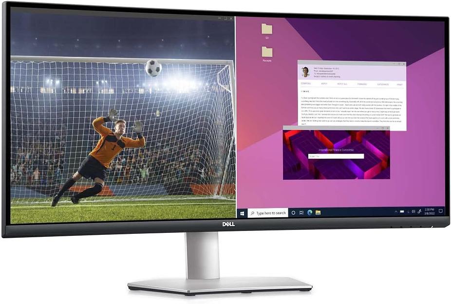 Монитор Dell 34" S3423DWC серебристый/черный VA LED 2ms 21:9 HDMI M/M матовая HAS 3000:1 300cd 178гр/178гр 3440x1440 100Hz DP WQ USB 10.38кг фото 2