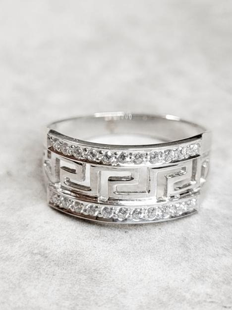 Серебряное кольцо с орнаментом и фианитами 925 фото 1