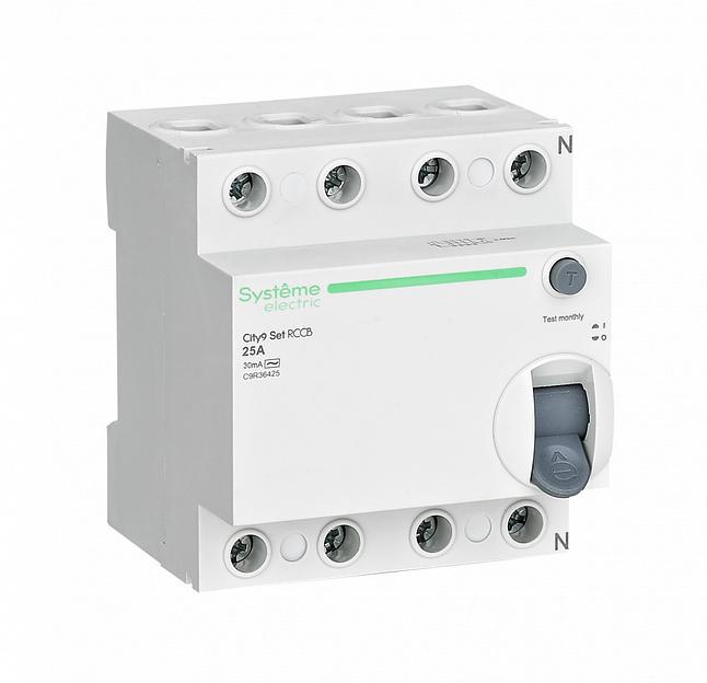 Systeme electric C9R36425 City9 Set Выключатель дифференциального тока (ВДТ) 25А 4P 30мА Тип-AC 400В фото 1