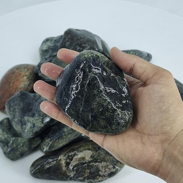 Премиум камни для бани и сауны Нефрит шлифованный 60-120 мм фото 3