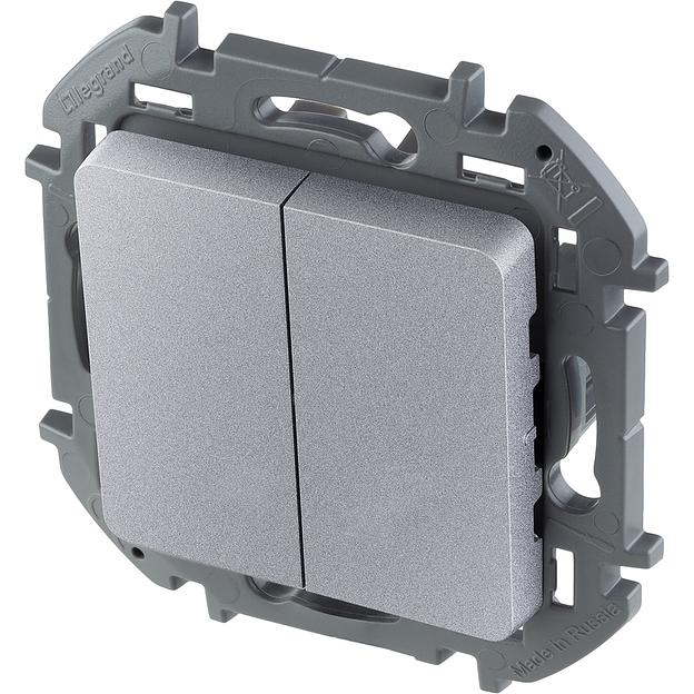 Legrand 673622 Выключатель двухклавишный - INSPIRIA - 10 AX - 250 В~ - алюминий фото 3