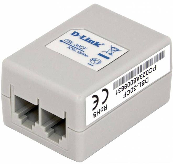Сплиттер DialUp D-Link DSL-30CF/RS RJ-11 Annex A/L/M белый фото 2