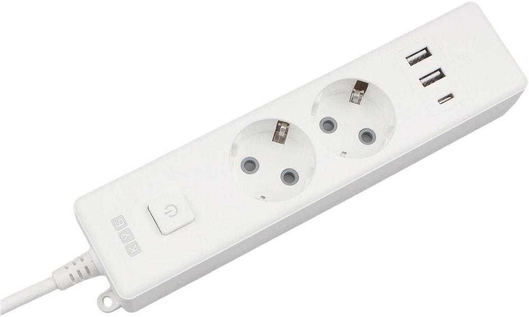 PowerCube Бытовой удлинитель (PC-4-2M) 2р с/з вык.,3USB, 3500 Вт, 16А, 1.9 м, 3*1,0 (белый) {22301} фото 2