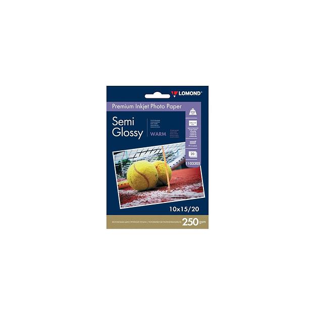 Фотобумага Lomond Premium для струйной печати, 20л, 250г/м2, тепло-белый, покрытие полуглянцевое [1103305] фото 1