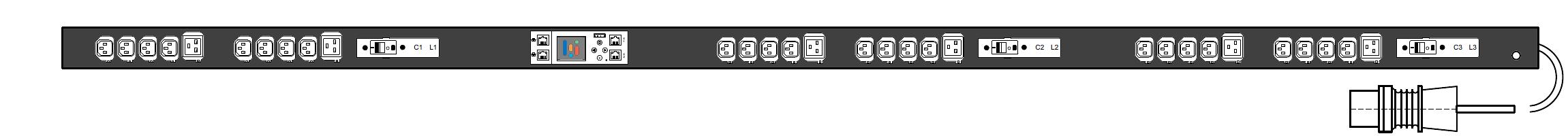 Устройство распределения электропитания Exagate PWG2-9316-324-96-TIP POWERGuard2 PDU, 16A Three Phase ZeroU, 30 x IEC Sockets (24 x C13 - 6 x C19), Outlet Metering фото 1