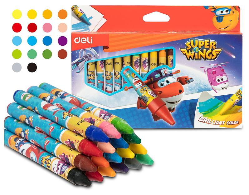 Восковые мелки Deli EC21010 Super Wings 18цв. картон.кор./европод. фото 1