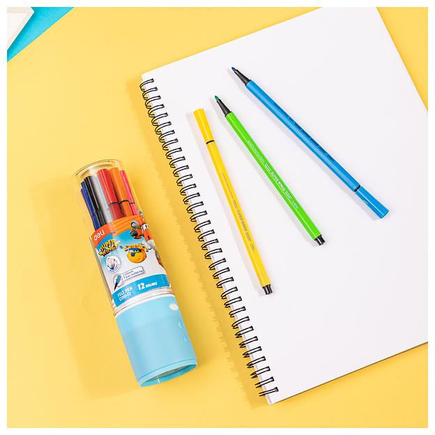 Фломастеры Deli EC150-12 Super Wings 12цв. пластиковая туба фото 5