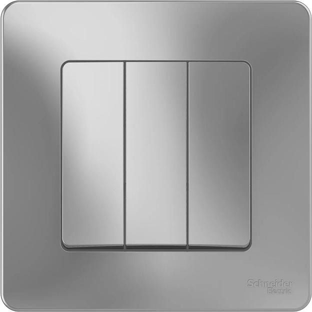Systeme electric BLNVS100503 BLANCA С/У 3-клавишный ВЫКЛЮЧАТЕЛЬ ( c х.1+1+1), 10А, 250B, АЛЮМИНИЙ фото 1