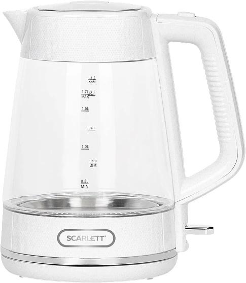 Чайник электрический Scarlett SC-EK27G104 1.7л. 2200Вт белый корпус: стекло фото 3