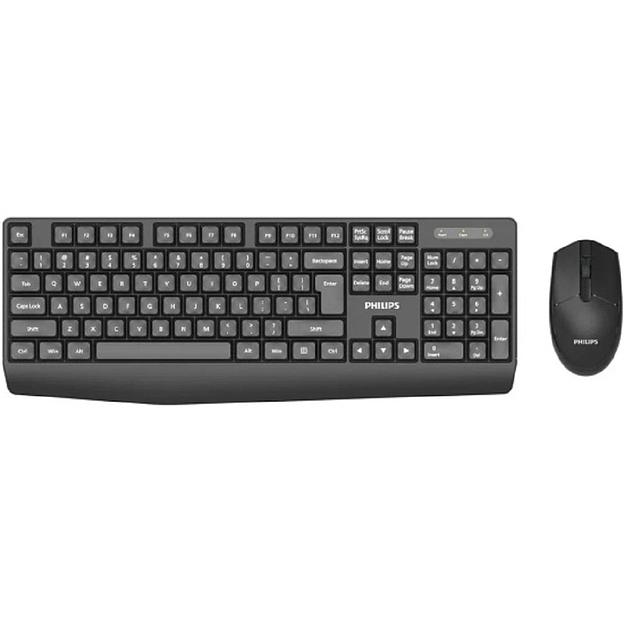 Аксессуары Philips Беспроводной Комплект SPT6337, 2.4 GHz 104 клав/3 кнопки, 1600dpi, русская заводская раскладка, чёрный (SPT6337B/60) фото 1