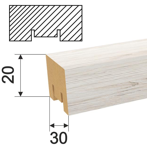 Интерьерная рейка МДФ STELLA «Милана» дуб Санремо белый, 20х30х2700 мм (упаковка 8 шт) ОПТ фото 2