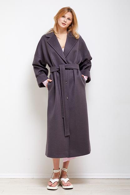 Женское демисезонное пальто деловое Mmoda серо-сиреневый, арт.2202551 фото 2