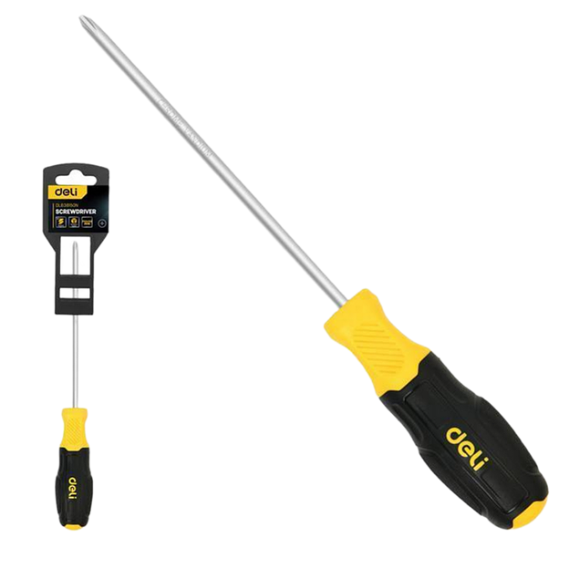 Крестовая отвертка Deli DL638150N PH3x150мм сталь Cr-V, двухкомпонентная прорезиненная рукоять фото 1