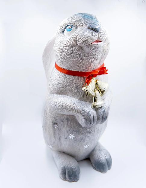 Новогодняя фигурка из гипса Все в сад «Заяц Рождественский» 54×25×35 см фото 1