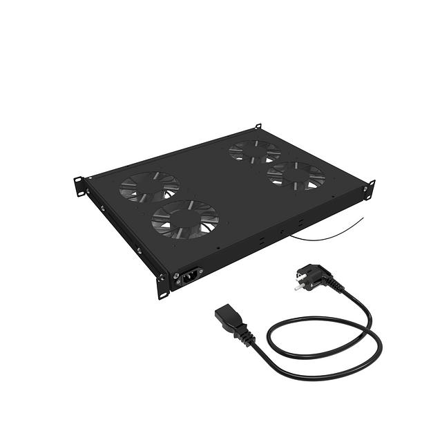 Модуль вентиляторный 19" 1U, 4 вентилятора, регулируемая глубина 345-810 мм с контроллером температуры фото 2