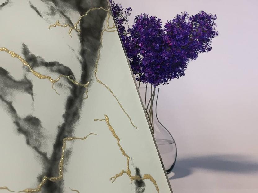 Межкомнатная дверь Invisible Macael (декор из керамики) на заказ фото 4